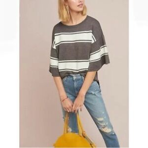 ANTHROPOLOGIE SUNDAY IN BROOKLYN Mavis Striped Knit Sweatshirt Size M